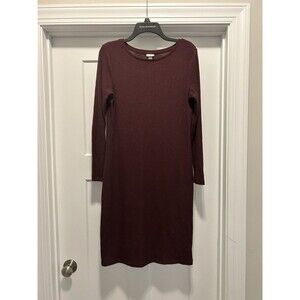 Women's A New Day Long Sleeve Red Burgundy Ribbed Bodycon Dress Size Medium Midi